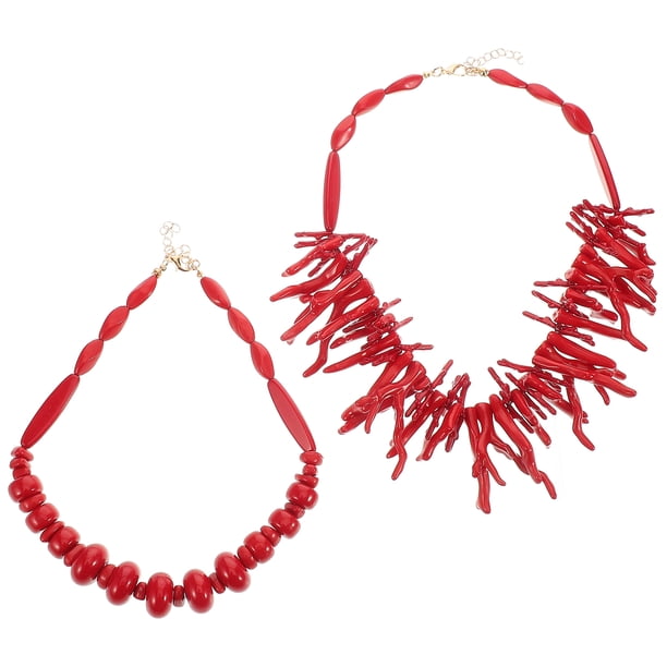 BRIGHTFUFU Collares bohemios vintage, gargantilla de cuentas de verano, collar de playa bohemio, gargantilla de Coral bohemio, colgantes, accesorios de playa para mujer