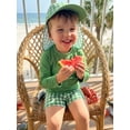 thumbnail image 4 of BemeyourBBs Toddler Baby Boy 2 Piece Swimsuit with Sun Hat Infant Boys Bathing Suit Swimwear UPF 50+ Long Sleeve Rash Guard Swiming Tops and Plaid Swim Trunks Shorts Set Summer Pool Beachwear, 4 of 9