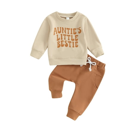 

Meihuid Toddler Girl 2 Piece Outfit Letter Print Sweatshirt and Elastic Pants