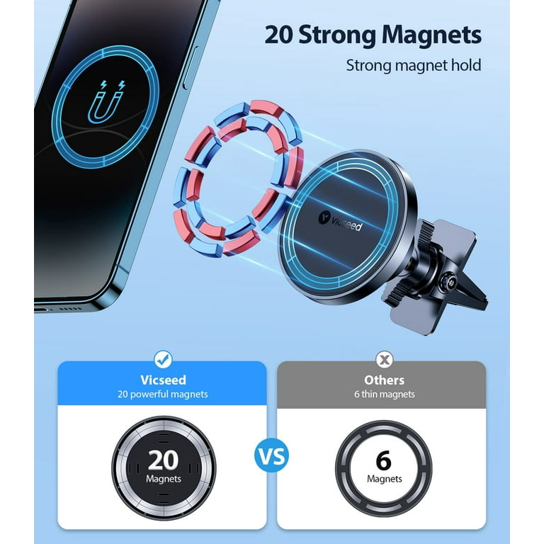 UGREEN for Magsafe Car Phone Holder Magnetic Phone Mount Strongest Magnet  Compatible with iPhone 15 14 13 12 Pro Max Plus Mini, Air Vent Clip Cell