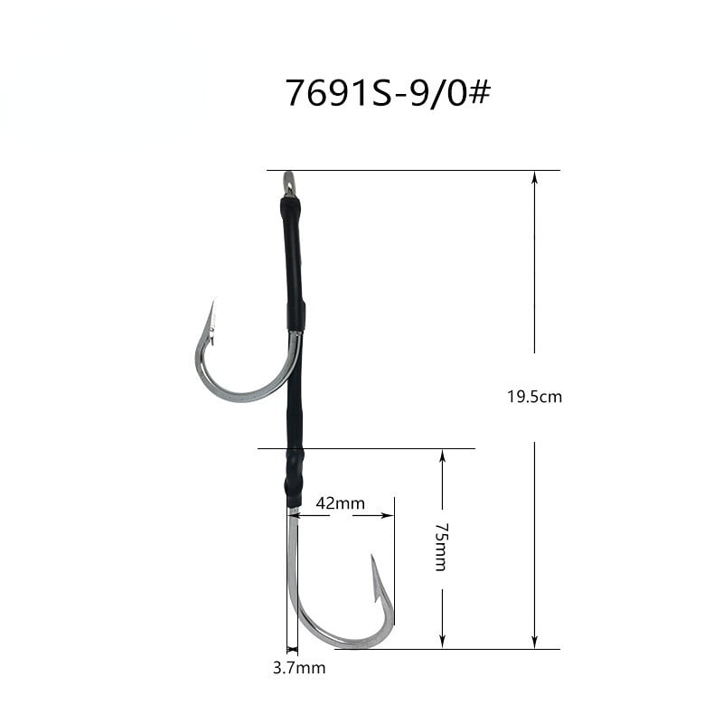 5PCS Double Hook Rig for Trolling and Chunking Saltwater Double Trolling Hooks