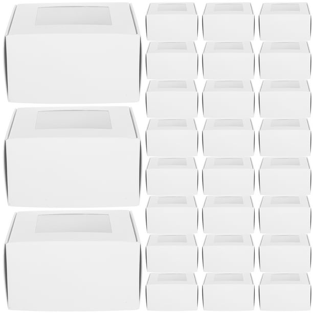 50 cajas de papel pequeñas con ventana transparente para jabón casero, regalos de fiesta, cupcakes, manualidades, etc