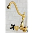 thumbnail image 2 of Kingston Brass KS1287PKX Duchess Double-Handle Wall-Mount Kitchen Faucet, Brushed Brass, 2 of 7