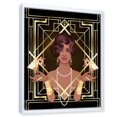 thumbnail image 2 of Designart Retro Women In Golden Art Deco Geometrics I FLOAT FRAME WALL ART, 2 of 4