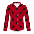 thumbnail image 3 of gbyLJF Men's Button Down Shirt Lapel Polka Dot Printed Long Sleeve Tops Slim Fit Casual Stretchy Prom Performing Blouse, 3 of 3