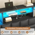 thumbnail image 5 of Floating Bed Frame Full Size with Headboard and Storage, Upholstered Full Size Platform Bed Frame with USB & Type C Charging Station and LED Lights, Hidden Storage, No Box Spring Needed, Black, 5 of 8