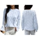 thumbnail image 2 of Suéter de Larga para Mujer, Jersey de Punto Acanalado de Otoño, Suéter Holgado de Cuello Redondo con Cable, Tops Tipo Jersey. Azul S, 2 of 7