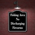 thumbnail image 2 of Fishing Area No Discharging Firearms BLACK Aluminum Composite Sign 20''x24'', 2 of 9