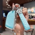 thumbnail image 2 of for Cadillac Key Fob Cover with Keychain, Blue Leather Rhinestone Key Case Protection Shell Compatible with CT5, CT6, CTS, XT6 Bling Car Accessories, 2 of 5