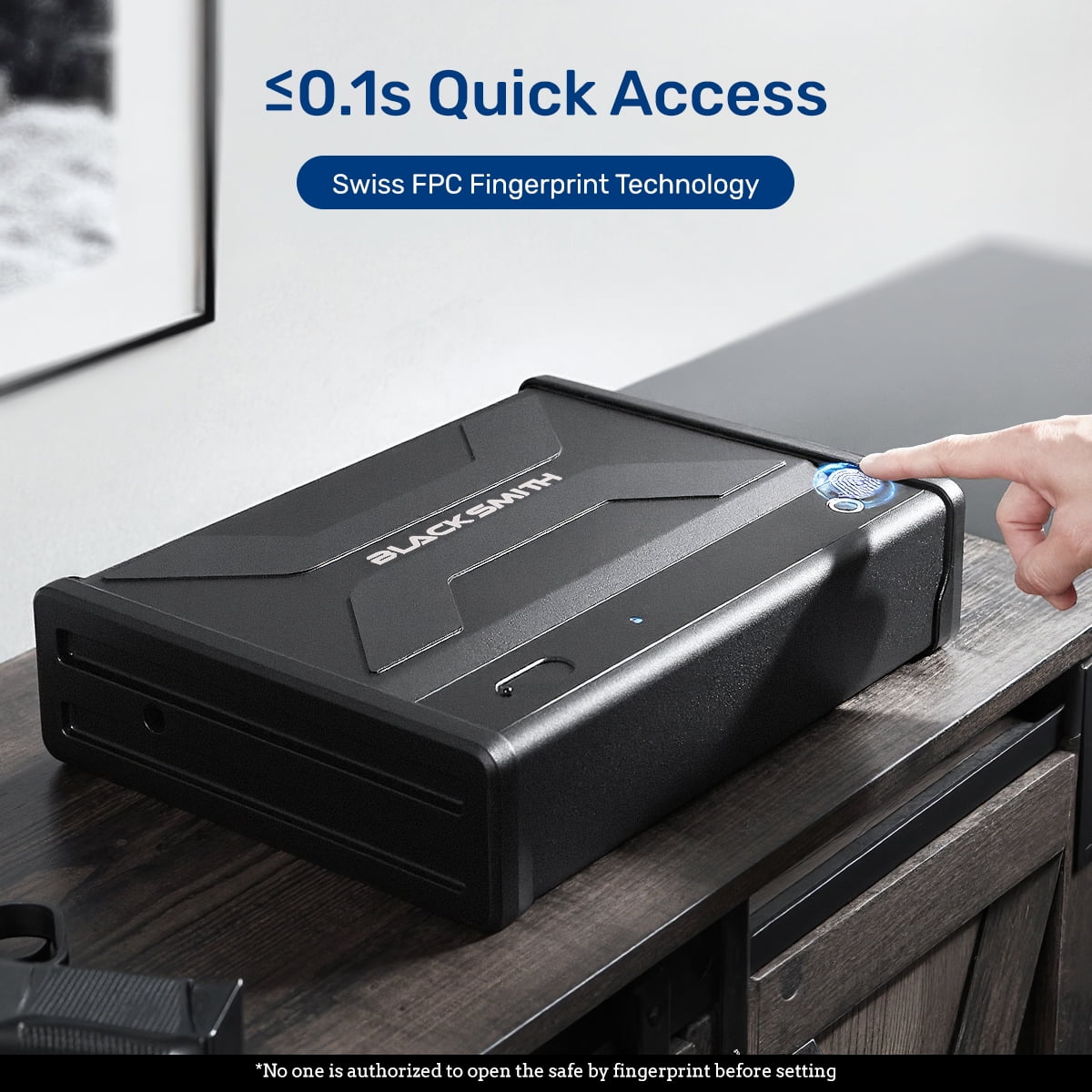 Gun Safe for Pistols,Blacksmith﻿ Biometric Pistols Safe With APP Control and Fingerprint 5 Ways Quick Access Unlock,Handgun Case Gun Stroage Lock Box,Black