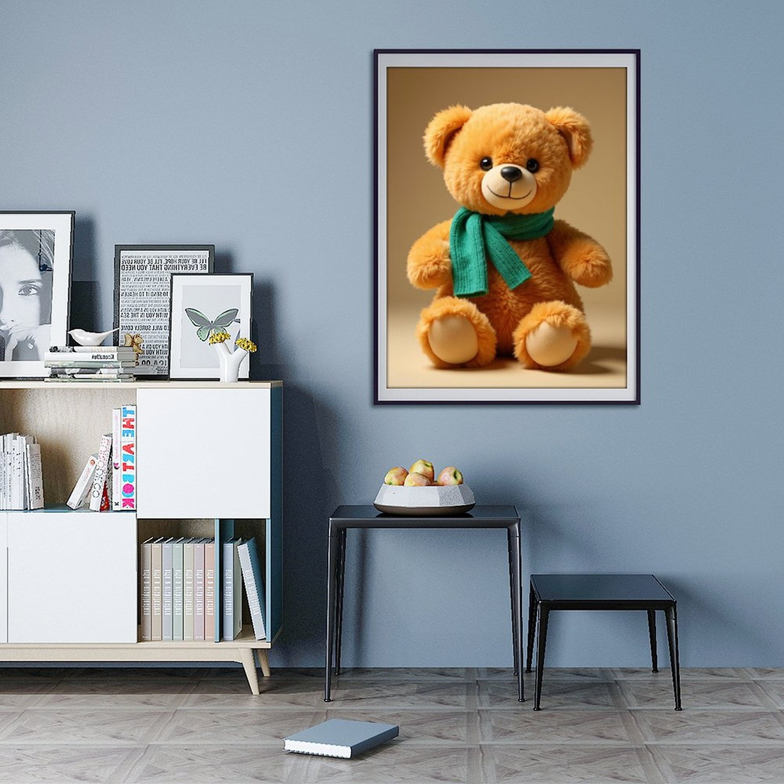 Diamond Art Kit for Adults, Cuddly Teddy Bear Green Scarf Diamond Painting for Adults Beginners, 5D DIY Diamond Art Painting Kits, Colorful Diamond Painting Craft for Home Decor 12x16