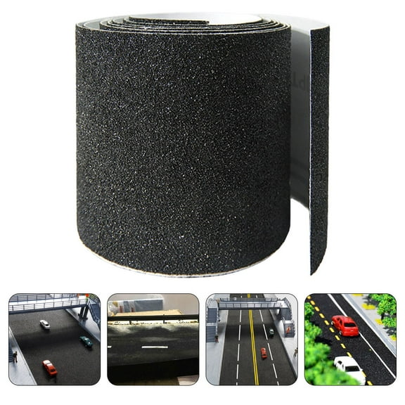 HOOWIFFY Mini Road Model Black Plastic for Architectural Scenery and Train Layout Decoration