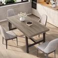 thumbnail image 3 of Industrial Dining Table for 4-6 People, 63" Long Wooden Kitchen Table with Sturdy Metal Frame & Black Finish - Seats 4 Rectangular Counter for Dinner, Kitchen, Dining Room - Grey Walnut, 3 of 9