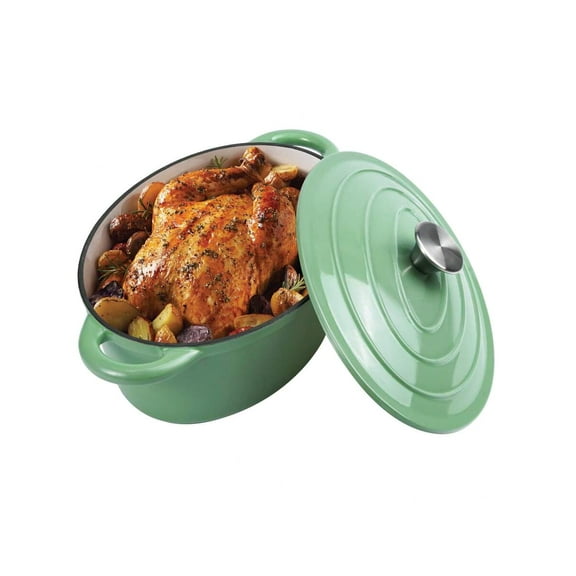 Nalupatio 4.5 QT Enameled Oval Dutch Oven Pot With Lid And Dual Handles, Cast Iron Dutch Oven For Cooking, Bread Baking, Non-Stick Enamel Coated Cookware