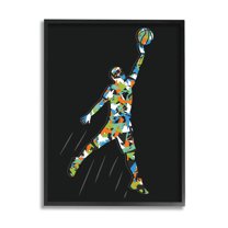 Stupell Industries Patterned Basketball Player Ball Graphic Art Black Framed Art Print Wall Art, Design by Arrolynn Weiderhold