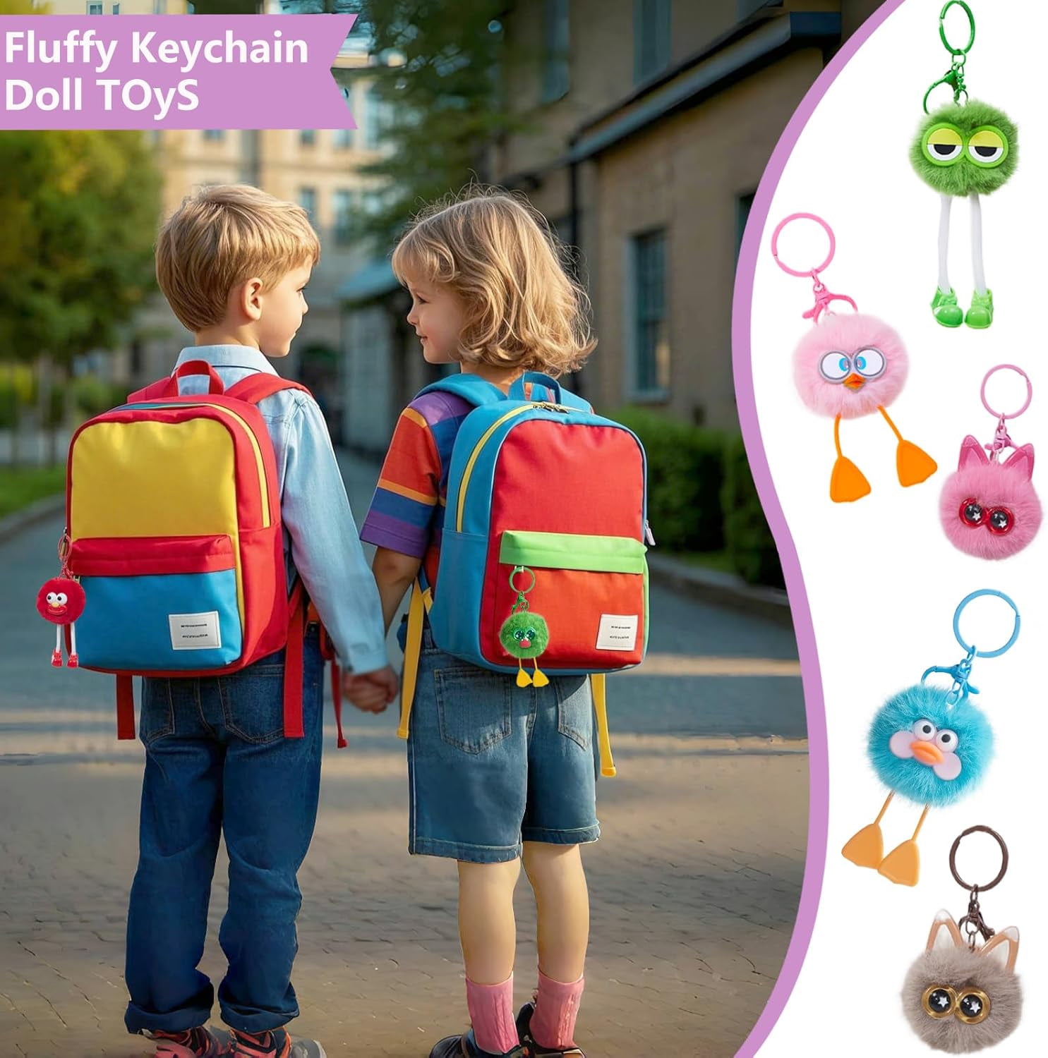 24 PCs Kids Keychains - Keychain Valentines Day Gifts for Kids Classroom Birthday Goodie Bags Stuffers Party Favors Pinata Toys Classroom Prizes Elementary Child Bulk Items Treasure Box Prizes