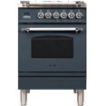 thumbnail image 2 of ILVE Nostalgie 24" NG Metal Single Oven Dual Fuel Range in Blue Gray/Chrome, 2 of 2