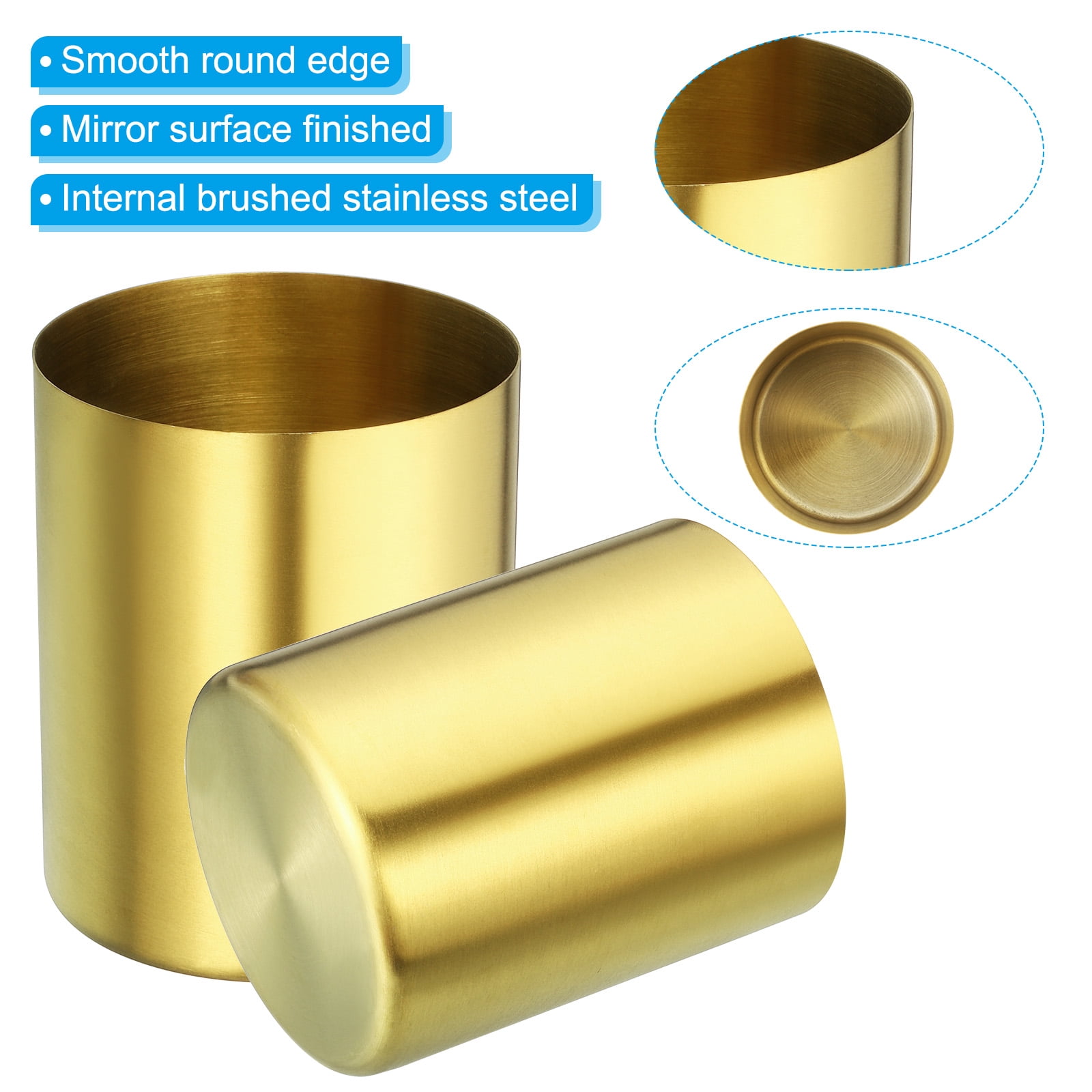 Unique Bargains Stylish Stainless Steel Pencil Holder for Desk Accessories Golden