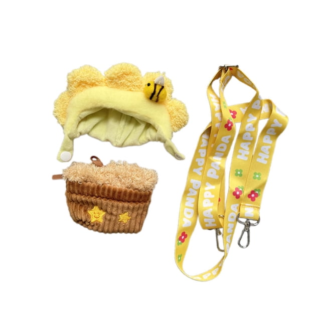 Bolsa de ropa de muñeca de felpa Hugo para niña con decoración de moda y Bolso de flores amarillas