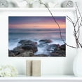thumbnail image 1 of Blue Rocky Sea Beach Sunset - Modern Landscape Wall Art Canvas, 1 of 3
