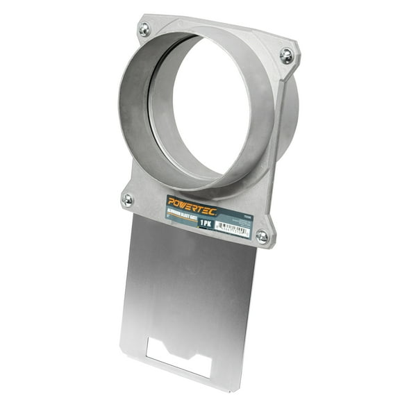 POWERTEC 6 inch Aluminum Blast Gate w/Anti Clog and Air Leak Seal for Dust Collector, Dust Collection Fittings, Dust Collection Hose, Shop Vac, Hose Clamps (70396N)