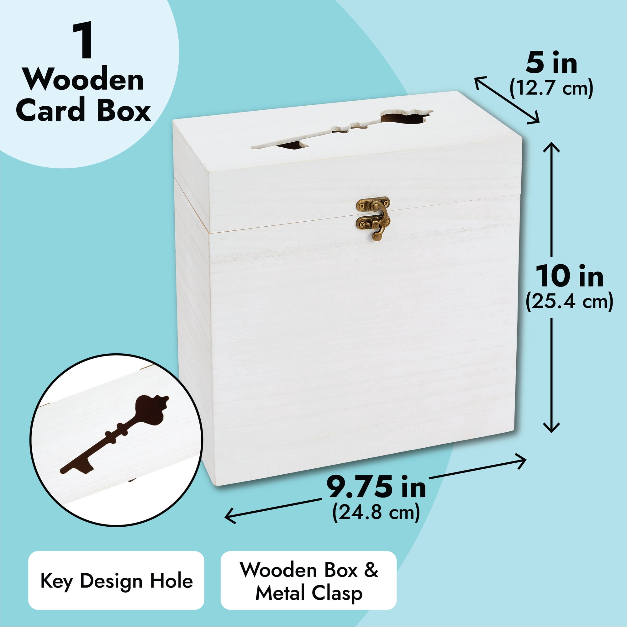 Juvale Wooden Wedding Card Box For Reception With Clasp And Slot, 9.75 X 5  X 10 Inches, White : Target