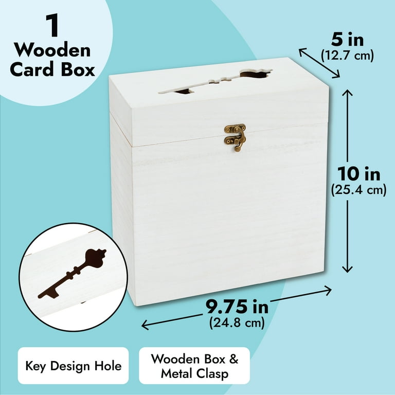 Wood Wedding Card Box with Lock and Key, Large Rustic Card Box for