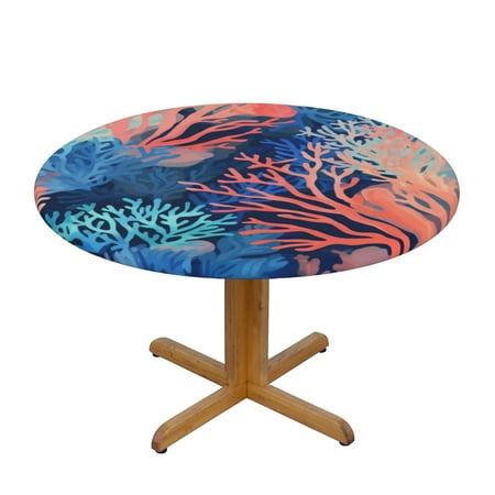 

Coral (6) Round Fitted Tablecloths Table Covers Wipeable Waterproof Elastic for Kitchen Dinning Parties Wedding Picnic Small Fits 40-44 Inch Table Size