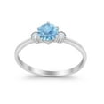 thumbnail image 3 of Three Stone Art Deco Ring Aquamarine Cubic Zirconia White Gold 925 Sterling Silver, Size 9, 3 of 4