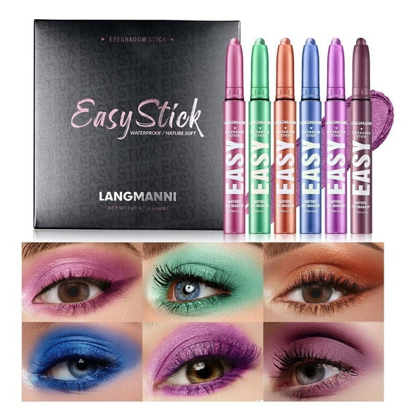 onlyliua Liquidación de Rebajas de Hoy Juego 6 Sombras En Ojos Multicolor, Kit Maquillaje En Ojos Cremoso de Larga Duración, Sombras En Ojos Naturales, Regalo En Barra