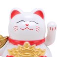 thumbnail image 3 of NFTIGB Feng Shui Lucky Cat Solar Powered Waving Maneki Neko Fortune Decoration Statue for Home Office Shop Car Interior Dashboard White Color (2.36 in / 6 cm), 3 of 5