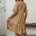 thumbnail image 5 of qucoqpe Womens Summer Dress 2025 Casual Crew Neck Ruffle Short Sleeve Sun Dress Hawaiian Beach Tiered Flowy Midi Dress, 5 of 6