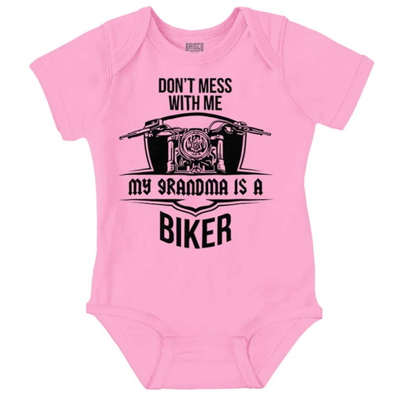 Don't Mess With Me Grandma is a Biker Romper Boys or Girls Infant Baby Brisco Brands 12M