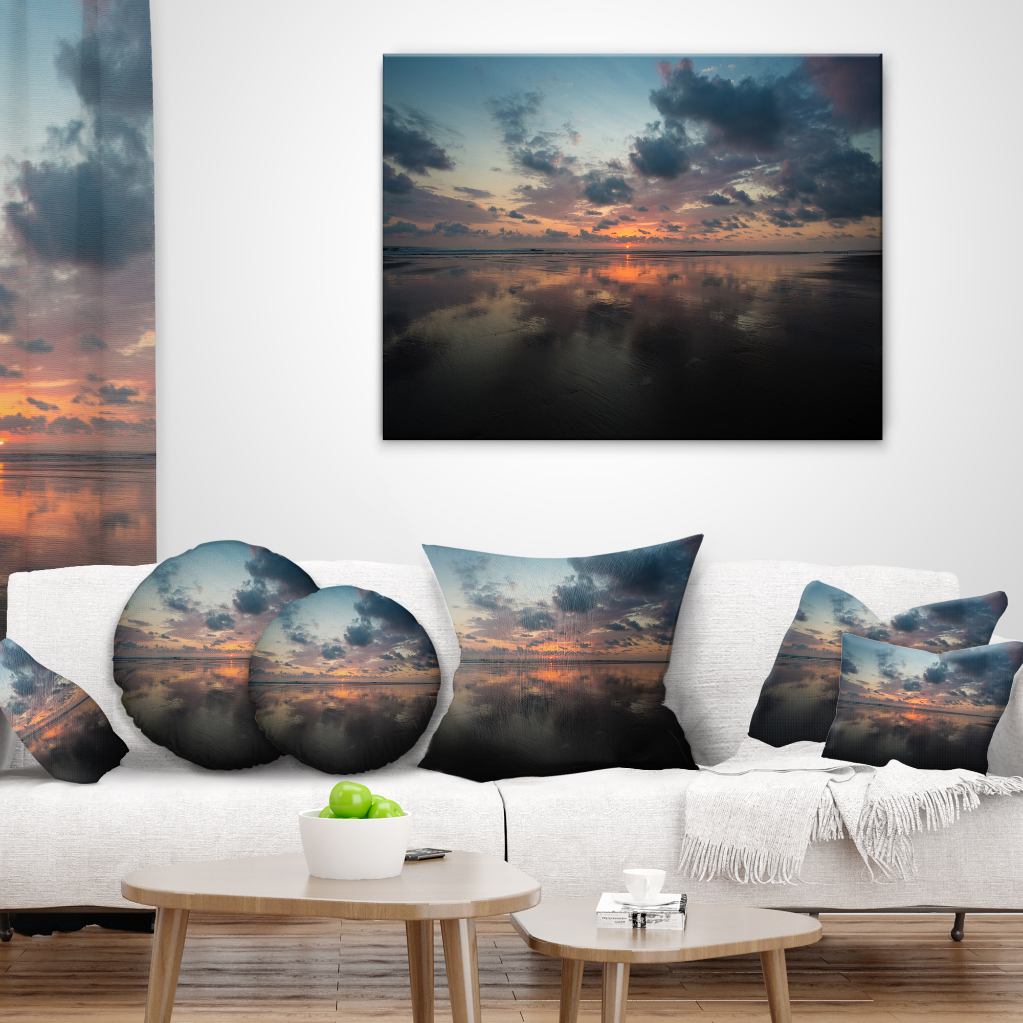 Designart Matapalo in Costa Rica Beach Sunset - Seascape Throw Pillow - 12x20