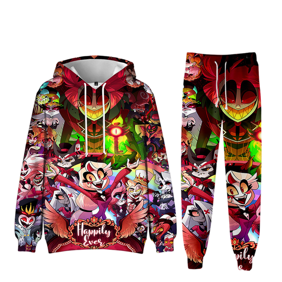 XUANXIAOJIANG Hazbin Hotel Hoodie Comfortable Streetwear Hoodie Pants Bundle - Modern Casual Outfit for All Seasons