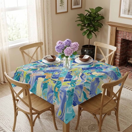 Abstract Mable Square Tablecloth 54x54 Inch Geometic Modern Art Waterproof Polyester Tablecloth for Dining Table Washable Table Cover for Kitchen Dining Room Wedding Decoration Stain Resistant