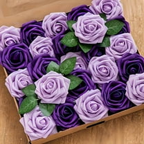 25pcs Artificial Roses - Dark & Light Purple Floral Bouquet Roses for Wedding Centerpieces, Valentine's, Party Decor Perfect for Home, Events, Gifts, Bouquet Accessories Home Flower Arrangement