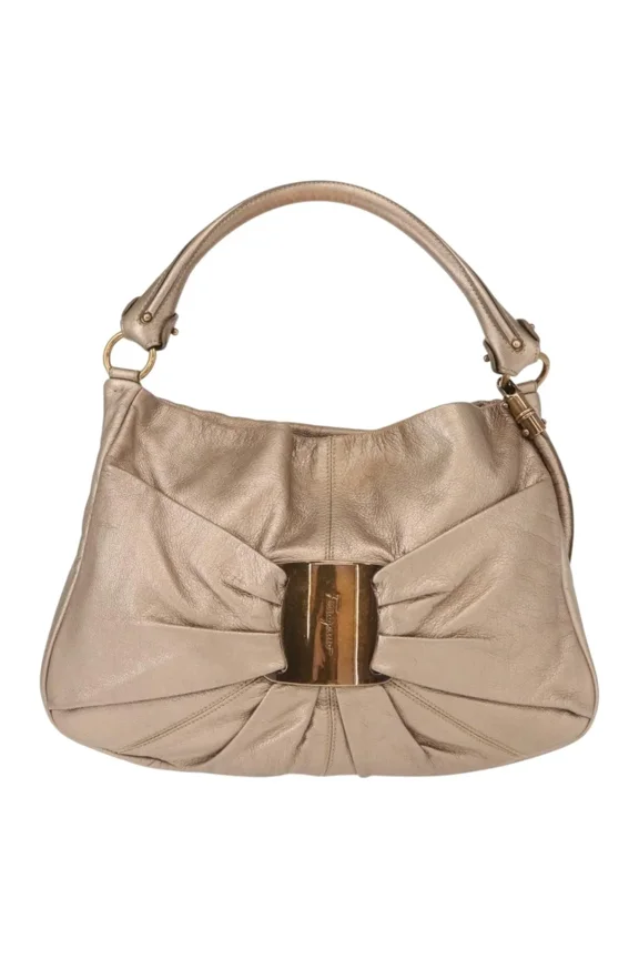 Pre-Owned Salvatore Ferragamo Miss Vara Hobo Leather Gold Leather Handbag