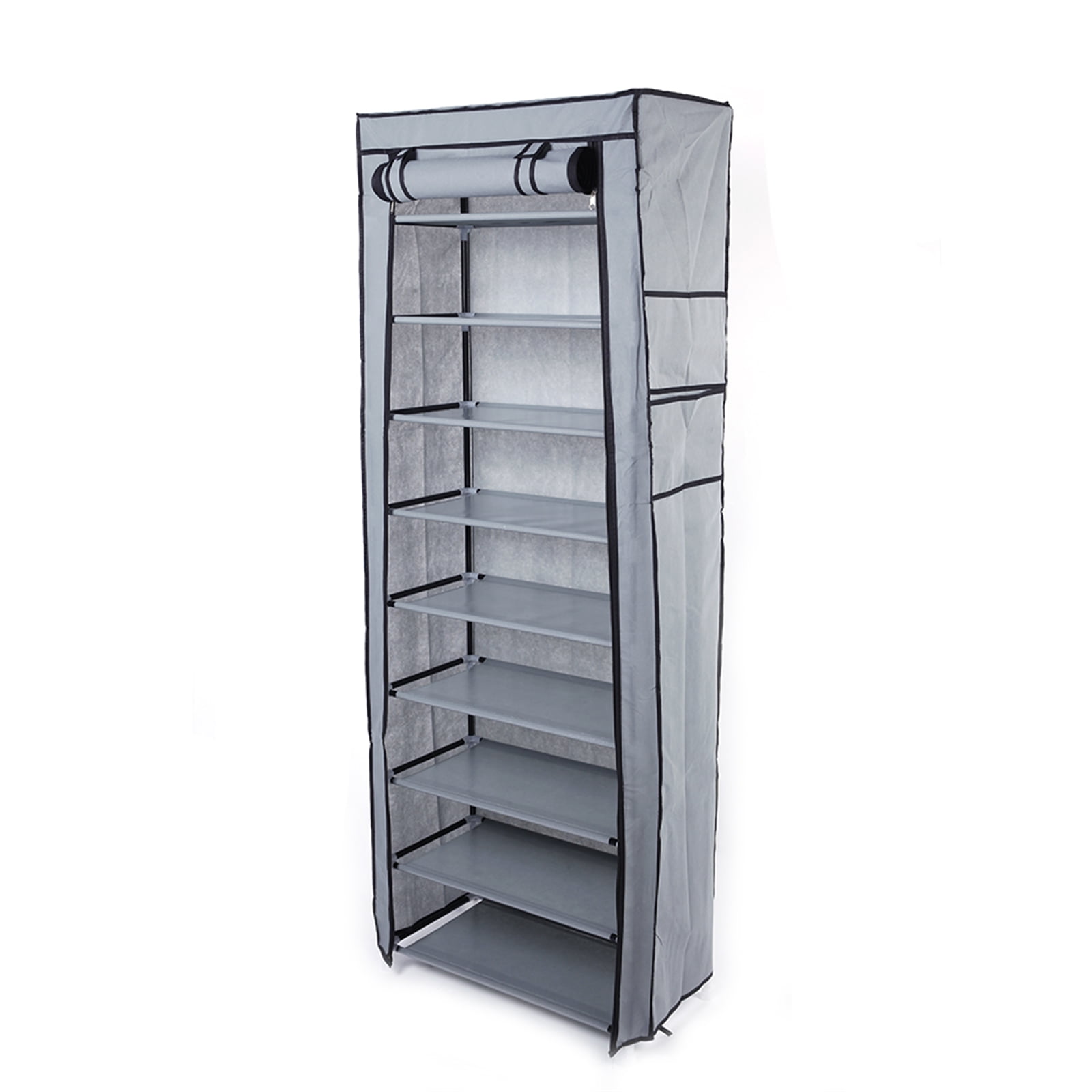 Shoes Rack with Cover paproos 10 Tier Shoes Organizer Fabric Sneaker Rack with Dustproof Nonwoven Fabric Cover Room saving Shoe Storage Cabinet for Entryway Free Standing Tall Shoe Holder Gray Walmart...