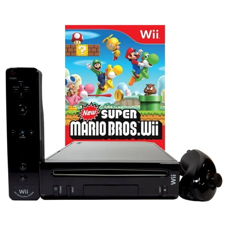 Restored Wii Black Console With New Super Mario Brothers Wii And Music CD (Refurbished)