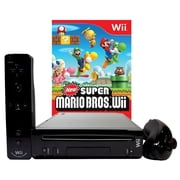 Restored Nintendo Wii Black Console with New Super Mario Brothers Wii Game, 50 GB, 1 Pack