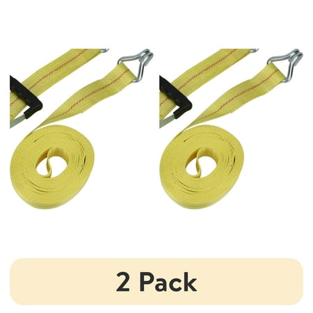 (2 pack) Hyper Tough Brand 2&rdquo;x27 Tie down Straps with over Size Ratchet Handle 3333lbs Work Load with DJ-Hooks Single Pack