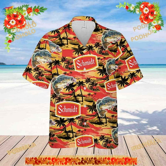 Schmidt Sea Island Pattern Hawaiian Shirt, Aloha Shirt For Beer Lovers