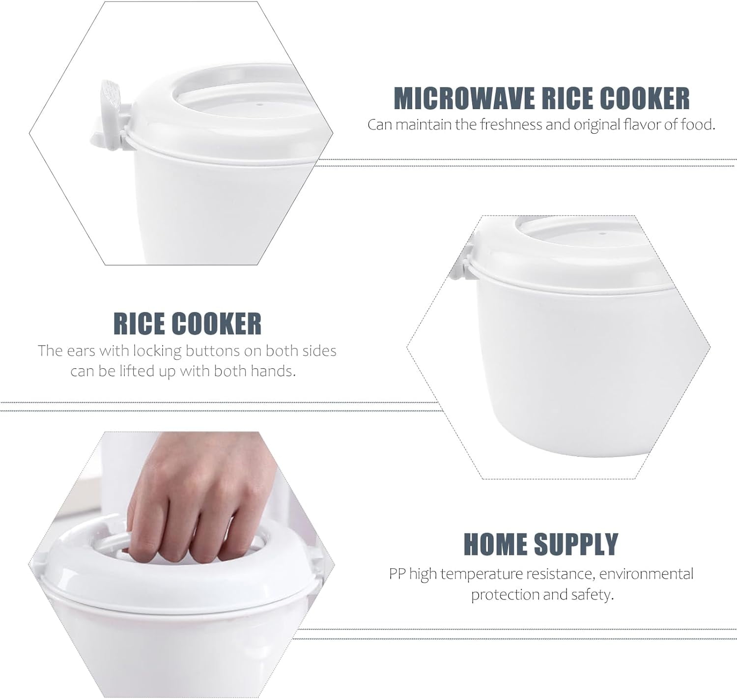 ABCISI Microwave Rice Cooker, Mini Microwave Steamer, Microwave Rice Maker Vegetable Steamer Pot, Microwave Cookware with Lid for Rice Vegetables, 18X18X15CM