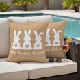 thumbnail image 5 of Every Bunny Welcome Pillow Covers 2 Pack Easter Spring White Bunny Silhouette Linen Texture Pillowcase Waterproof Outdoor Throw Pillow Cover for Patio Garden Square Cushion 16”x16”, 5 of 9