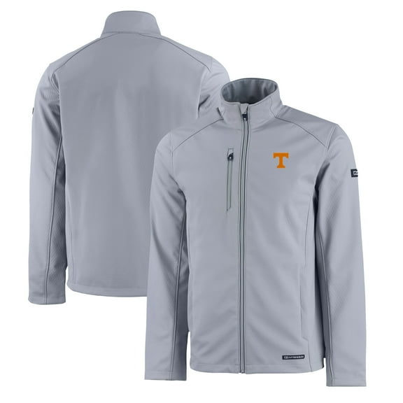 Men's Cutter & Buck  Gray Tennessee Volunteers Evoke Eco Softshell Recycled Full-Zip Jacket
