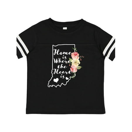 

Inktastic Indiana Home is Where the Heart is with Watercolor Floral Gift Toddler Boy or Toddler Girl T-Shirt