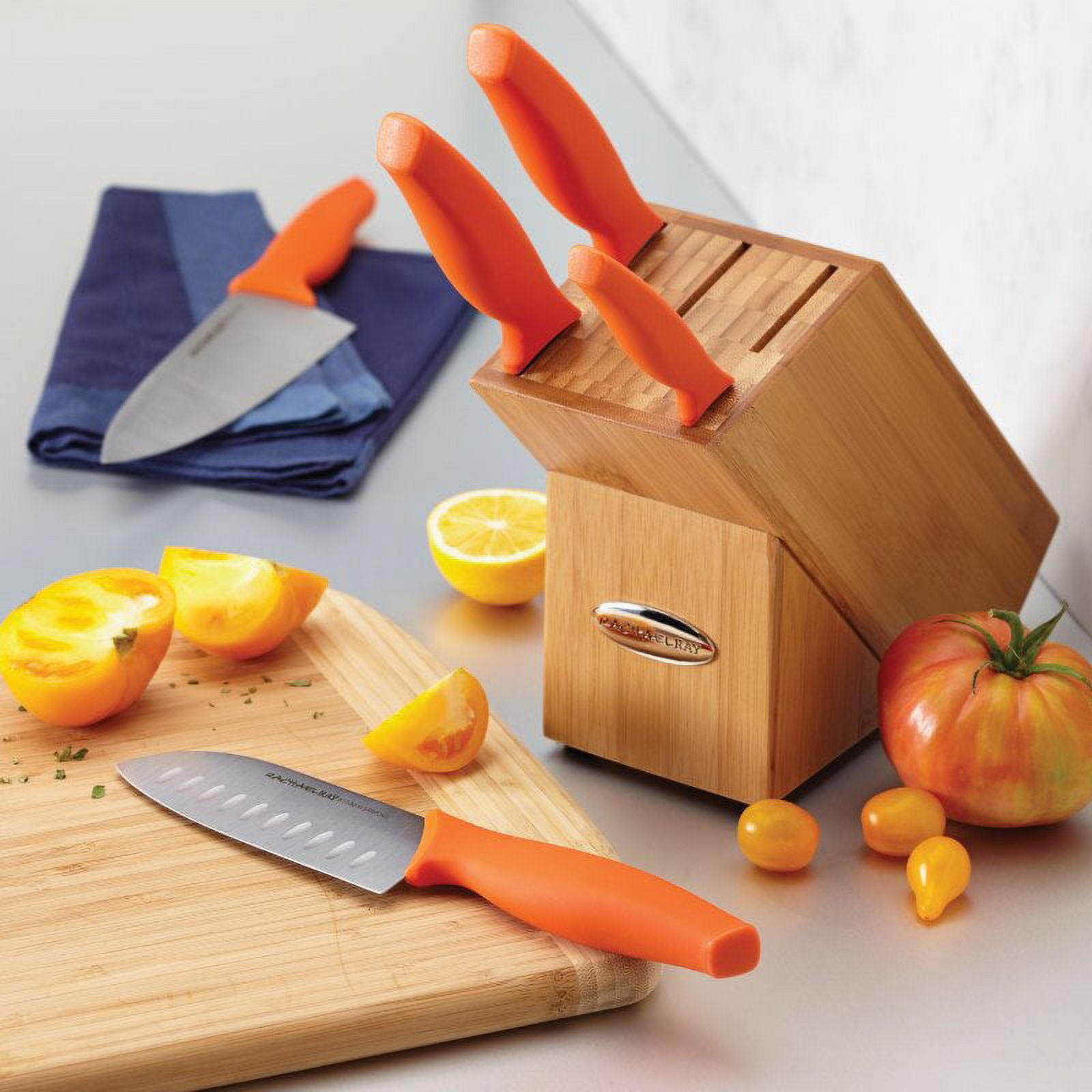Rachael Ray 10-pc. Colored Knife Set with Manual Sharpener 