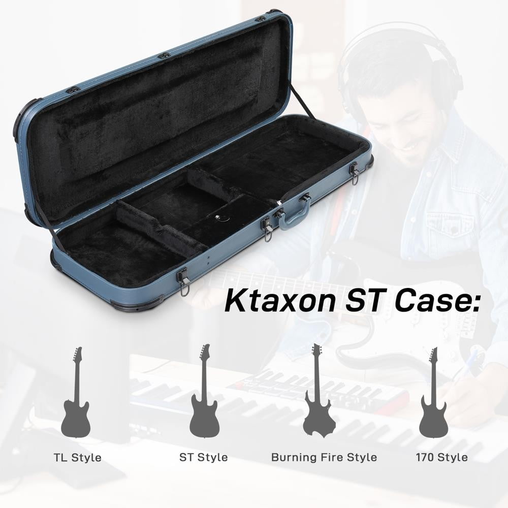 ZYPPP Hard Shell Case for ST TL 170 Style Electric Guitars – Durable Protective Case with Included Protective Sleeve, Blue Exterior for Secure Storage & Transport