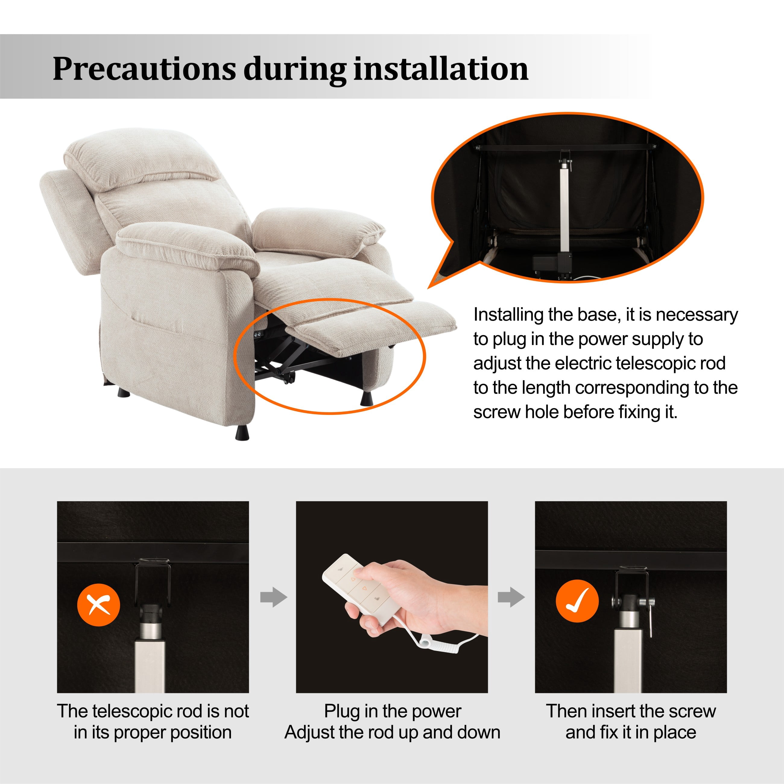 BSHTI 34.84" Power Recliner Chair with Remote, Chenille Upholstery, Ergonomic Lounge Chair for Living Room, Side Storage Pockets, and Near-Flat Recline, Light Grey